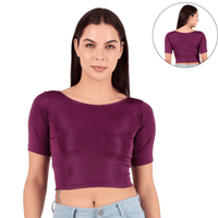 Shimmer Boat Neck Blouse Mid Sleeve