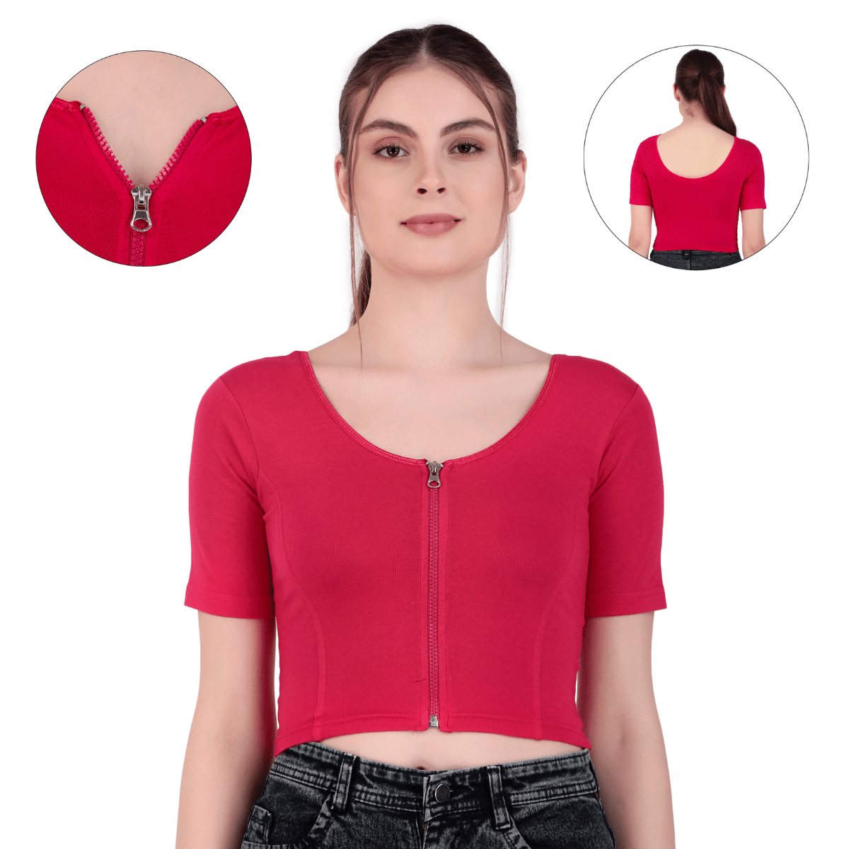 Readymade Zipper Blouse | Stretchable