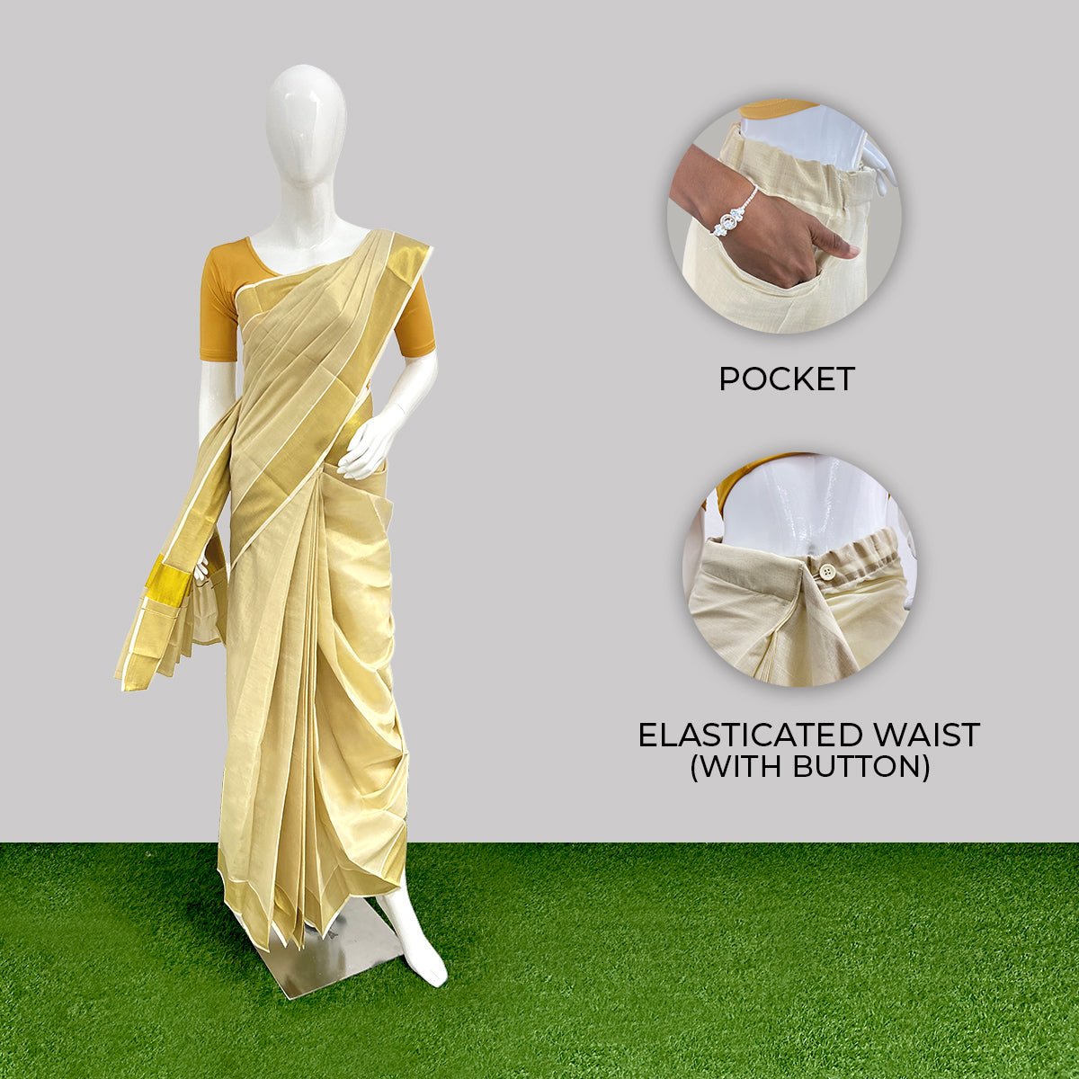 Shop Readymade Onam Tissue Sarees Online Now