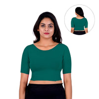 Boat Neck Blouse: Short-Sleeve for Sarees with Back Design