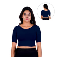 Boat Neck Blouse: Short-Sleeve for Sarees with Back Design