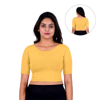 Boat Neck Blouse: Short-Sleeve for Sarees with Back Design