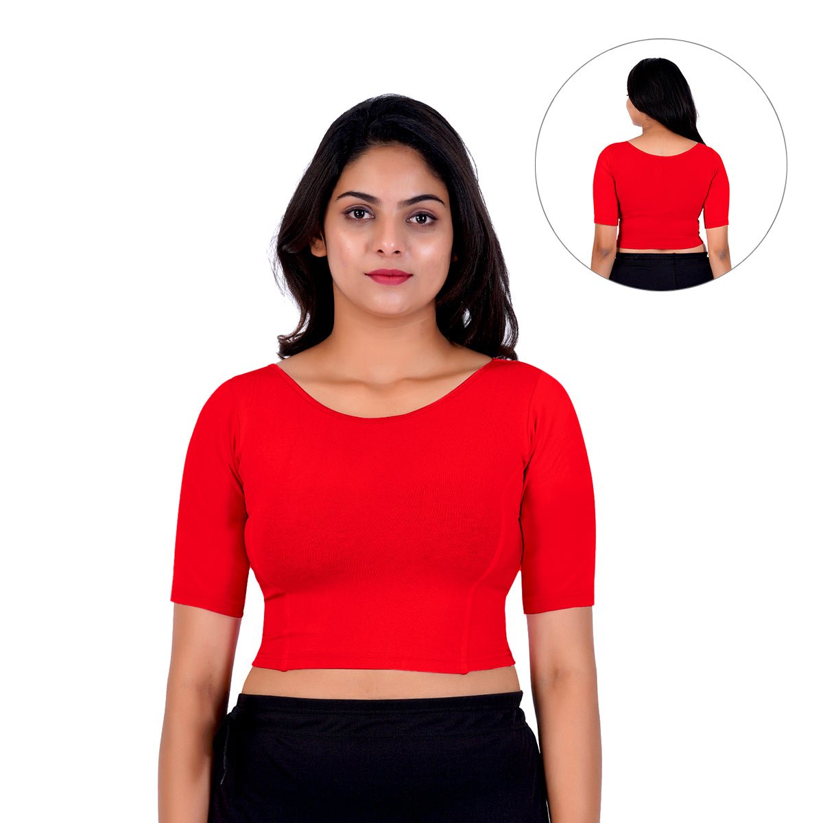 Boat Neck Blouse Short Sleeve for Sarees with Back Design