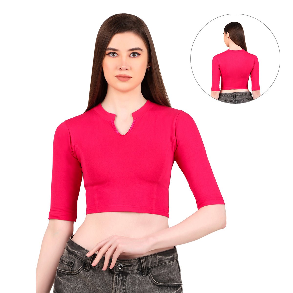 Women's Collar Neck Blouse for Saree - Long Sleeve