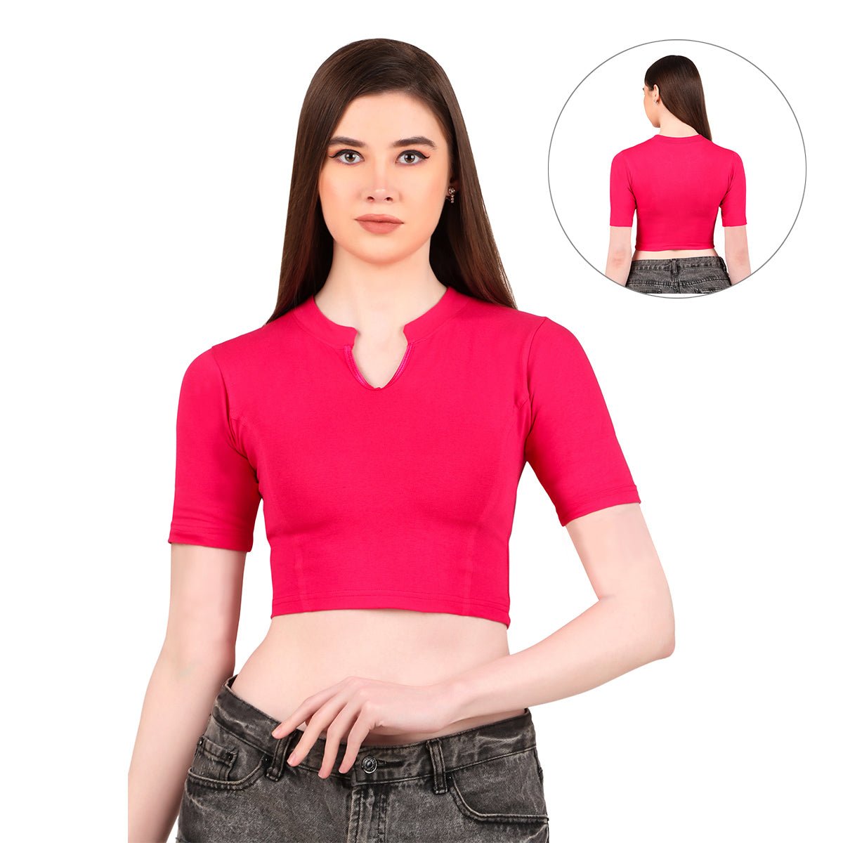 Stretchable Saree Close Neck Blouse