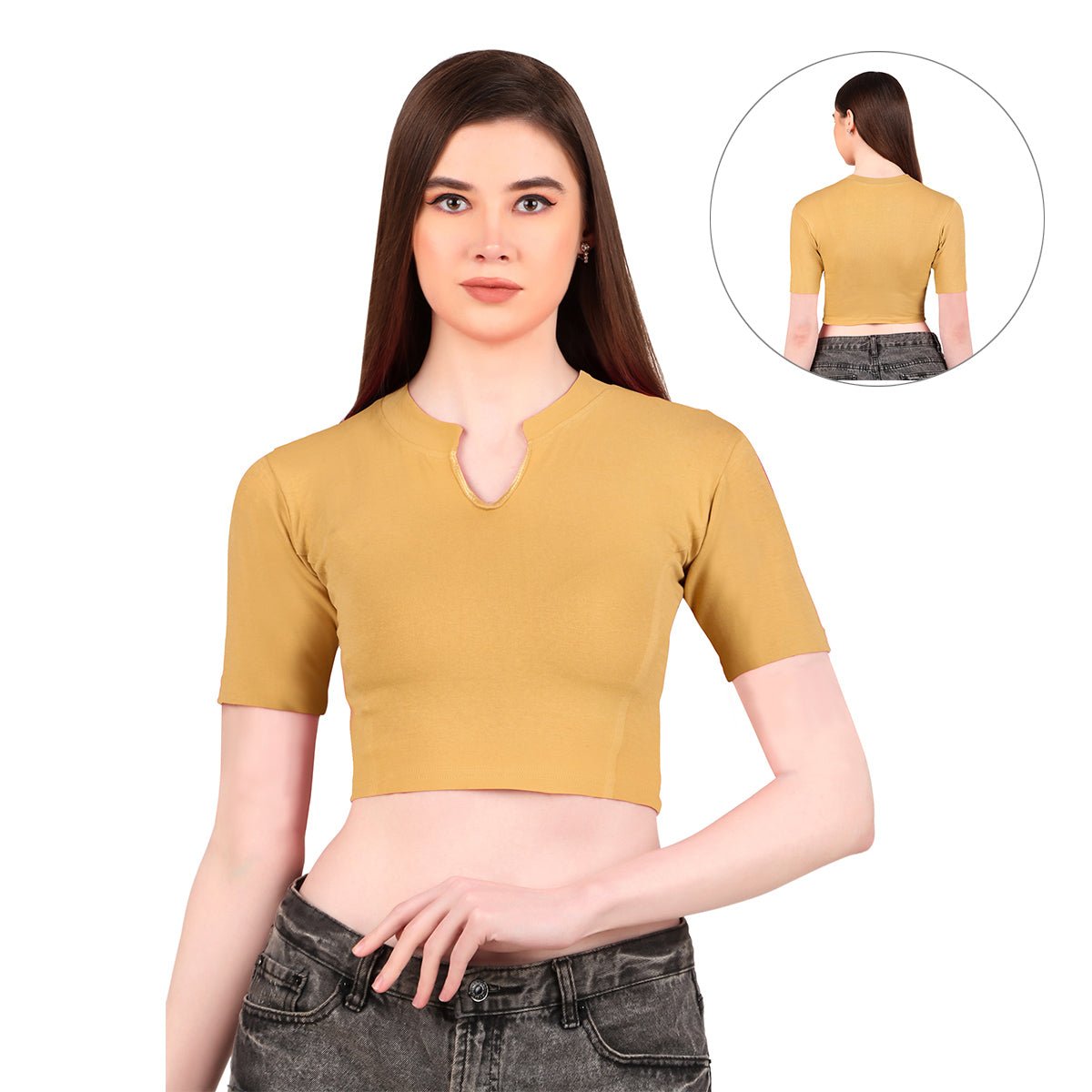 Stretchable Saree Close Neck Blouse