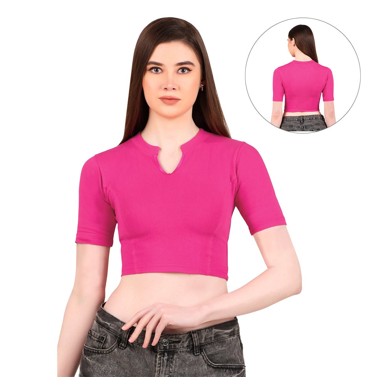 Stretchable Saree Close Neck Blouse