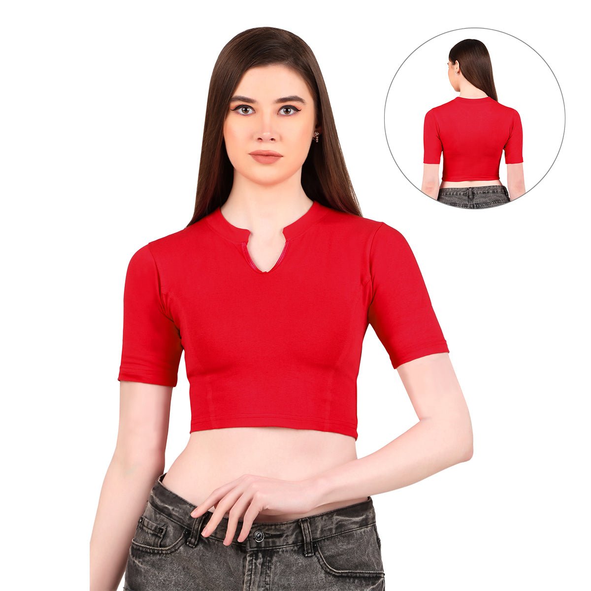 Stretchable Saree Close Neck Blouse