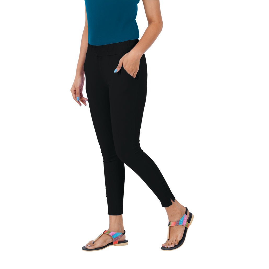 Buy online Mid Rise Solid Cigarette Pant Trouser from bottom wear for Women  by Elleven By Aurelia for ₹499 at 50% off | 2023 Limeroad.com